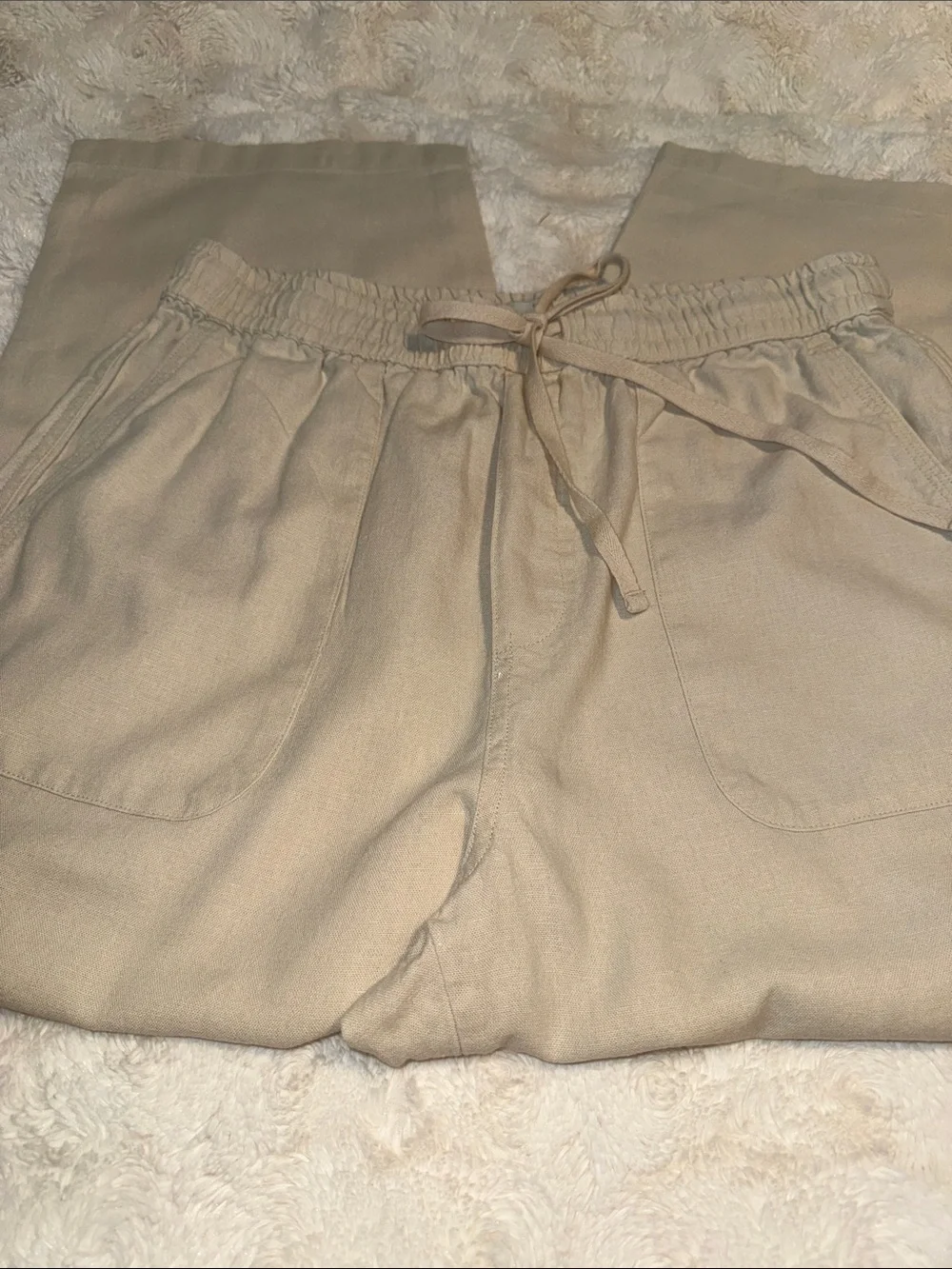 Lucky Brand Women Linen Drawstring Crop pants
